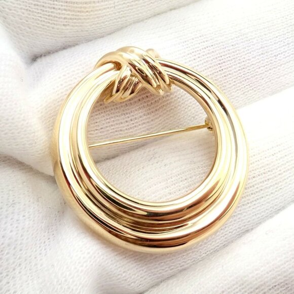 Authentic! Tiffany & Co 18k Yellow Gold Large X and O Open Circle Pin Brooch - Picture 2 of 9